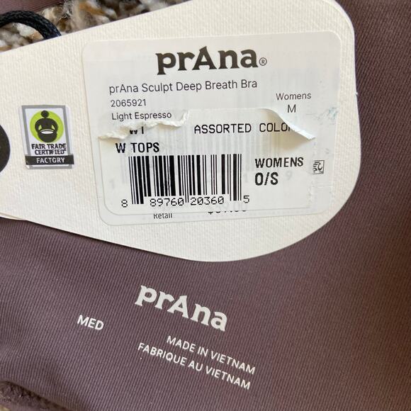 Prana Sculpt Deep Breath Bra Women's M Light Espresso Scoop Neck Strappy Back - Picture 6 of 9